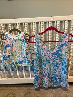 Mommy and me Lilly Pulitzer top and girls bloomer set